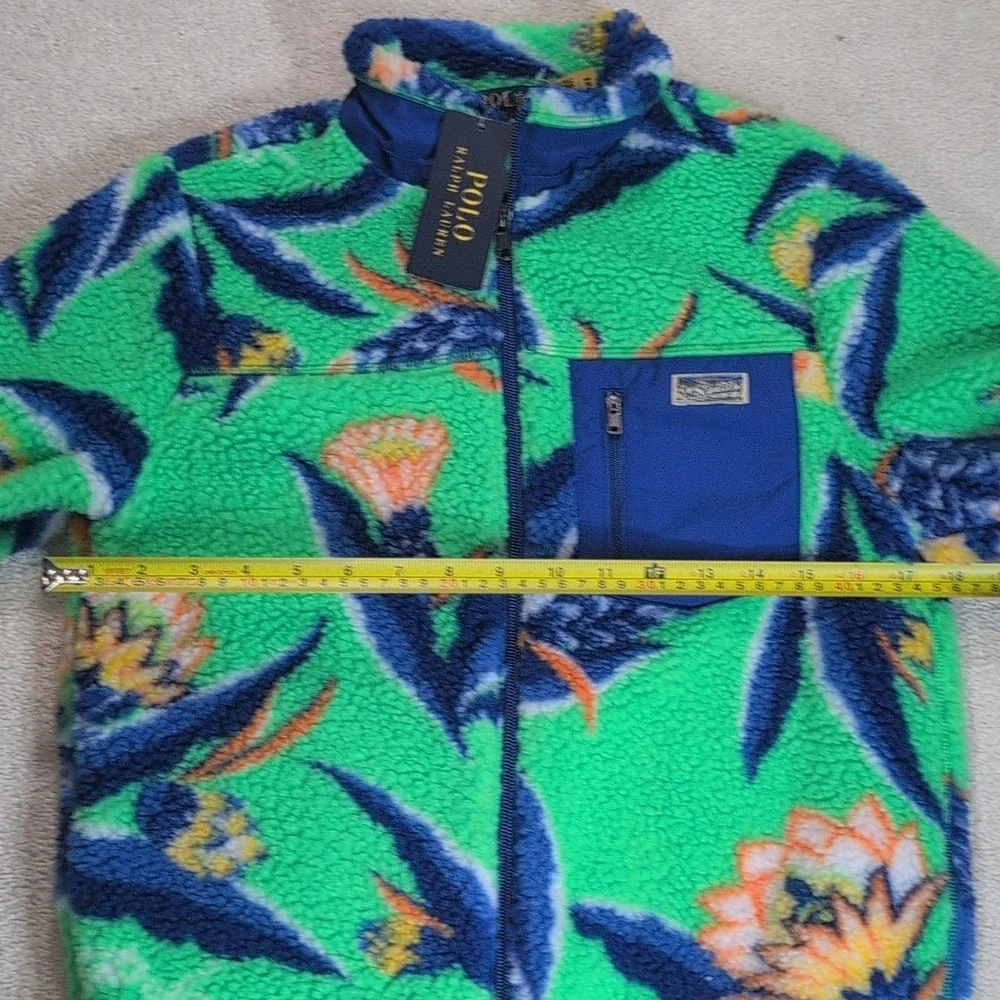 Polo Ralph Lauren Floral-Print Teddy Fleece Jacket Boys Size M 10-12 Reversible
